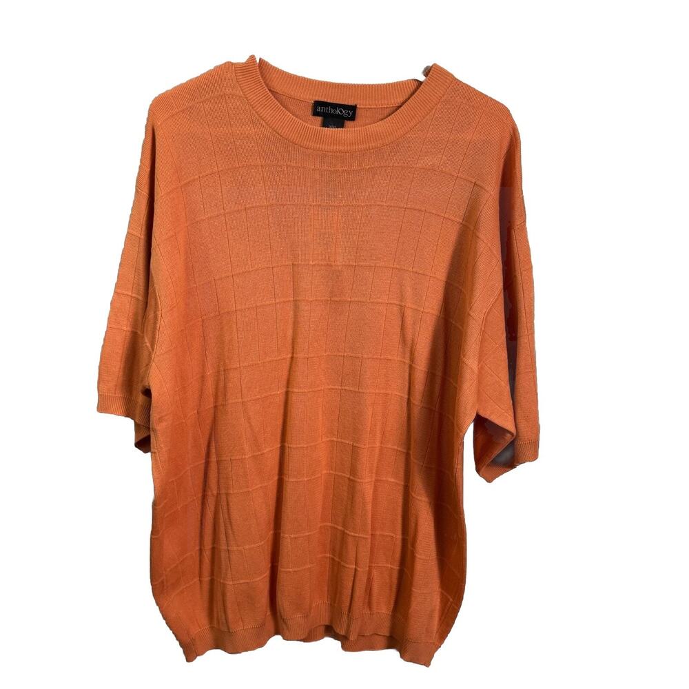 NWT Mens XXL Silk Blend Short Sleeve Sweater Orange Lightweight Knit